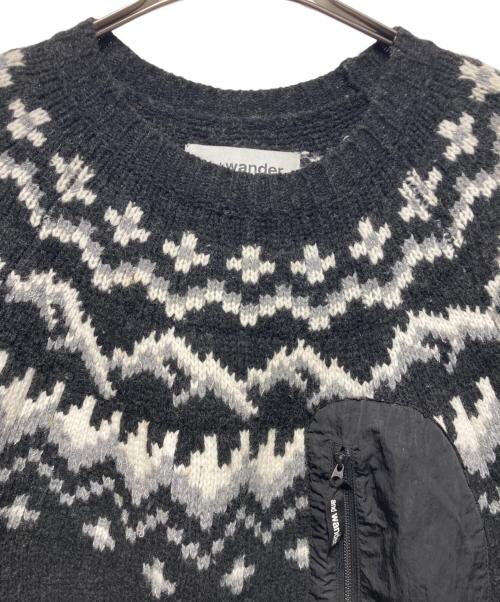 and wander（アンドワンダー）and wander (アンドワンダー) lopi knit sweater/ウール ロピー ニット セーター ブラック サイズ:L/XLの古着・服飾アイテム