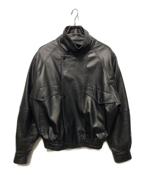 ENVYM（アンビー）ENVYM (アンビー) スタンドカラー レザー オーバーサイズ ジャケット ブラック サイズ:FREEの古着・服飾アイテム