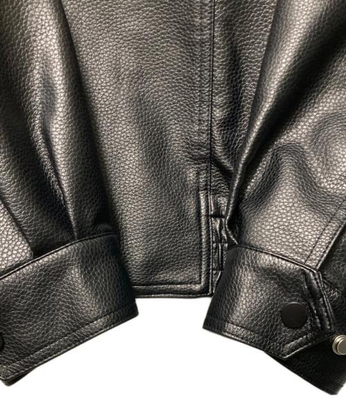ENVYM（アンビー）ENVYM (アンビー) スタンドカラー レザー オーバーサイズ ジャケット ブラック サイズ:FREEの古着・服飾アイテム