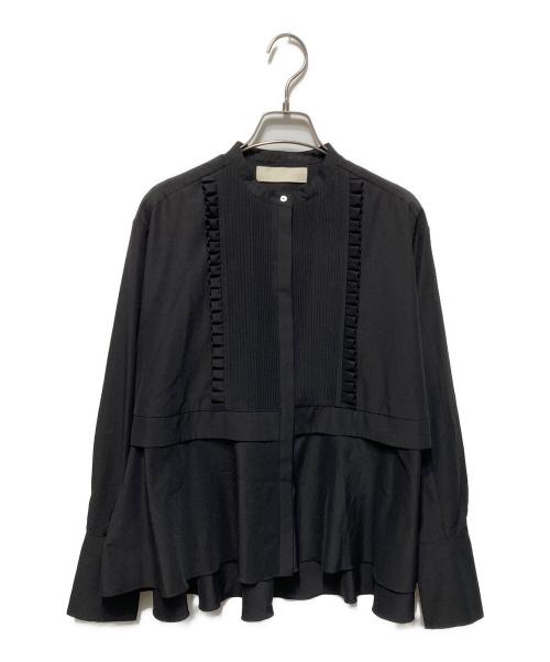 MARILYN MOON（マリリンムーン）MARILYN MOON (マリリンムーン) Tuck frill flare washer shirt ブラック サイズ:FREEの古着・服飾アイテム