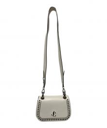 JIMMY CHOO（ジミーチュウ）の古着「スタッズロゴショルダーバッグ」｜ホワイト