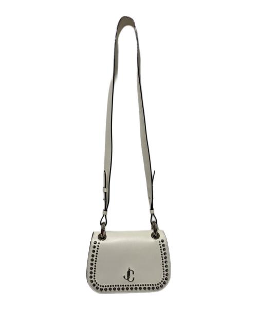 JIMMY CHOO（ジミーチュウ）JIMMY CHOO (ジミーチュウ) スタッズロゴショルダーバッグ ホワイトの古着・服飾アイテム