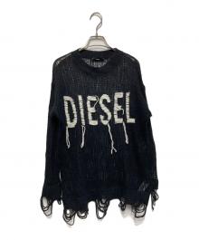 DIESEL（ディーゼル）の古着「ロゴクロシェニット」｜ブラック