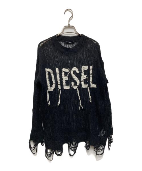 DIESEL（ディーゼル）DIESEL (ディーゼル) ロゴクロシェニット ブラック サイズ:Sの古着・服飾アイテム
