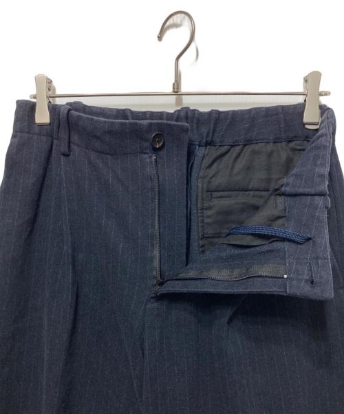 PLST（プラステ）PLST (プラステ) プレシャスニットメルトンストライプワイドパンツ ネイビー サイズ:Mの古着・服飾アイテム
