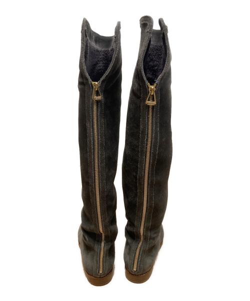 JIMMY CHOO（ジミーチュウ）JIMMY CHOO (ジミーチュウ) バックジップロングブーツ グレー サイズ:35の古着・服飾アイテム