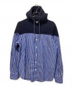 sacaiサカイ）の古着「ドッキングシャツプルパーカー」｜ネイビー