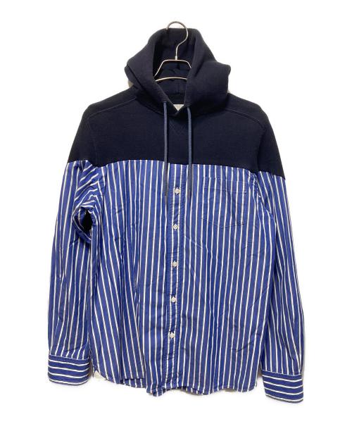 sacai（サカイ）sacai (サカイ) ドッキングシャツプルパーカー ネイビー サイズ:２の古着・服飾アイテム
