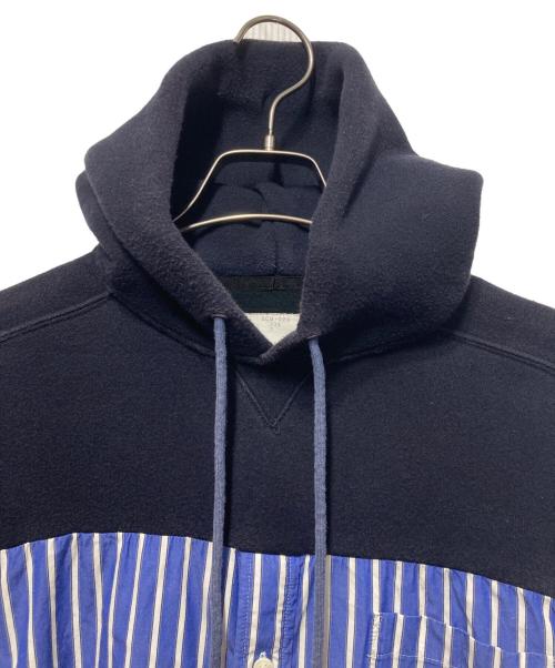 sacai（サカイ）sacai (サカイ) ドッキングシャツプルパーカー ネイビー サイズ:２の古着・服飾アイテム