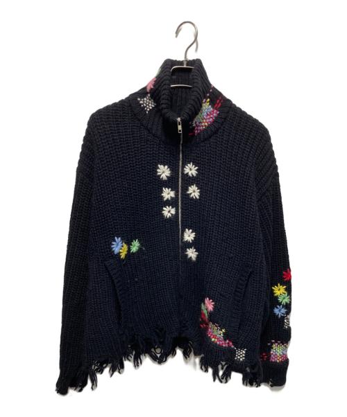 doublet（ダブレット）doublet (ダブレット) DARNING CUT OFF DRIVERS KNITWEAR ブラック サイズ:Mの古着・服飾アイテム