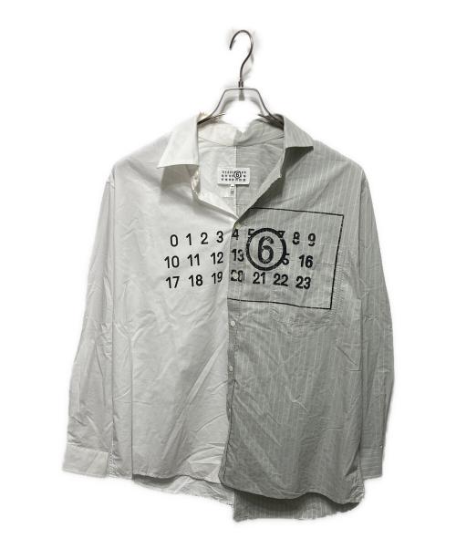 MM6 Maison Margiela（エムエムシックスメゾンマルジェラ）MM6 Maison Margiela (エムエムシックスメゾンマルジェラ) Split Number Logo Shirt ホワイト サイズ:44の古着・服飾アイテム