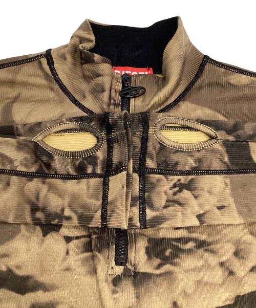 DIESEL（ディーゼル）DIESEL (ディーゼル) T-claudy ハーフジップカットソー ブラウン サイズ:Mの古着・服飾アイテム