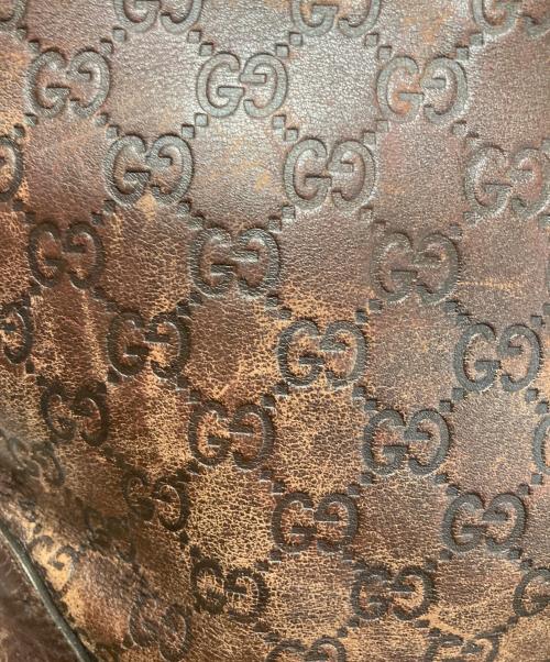 GUCCI（グッチ）GUCCI (グッチ) グッチシマ ロゴ プレートトートバッグ ブラウンの古着・服飾アイテム