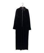 yaeヤエ）の古着「Fastener slit velours jumpsuit」｜ブラック