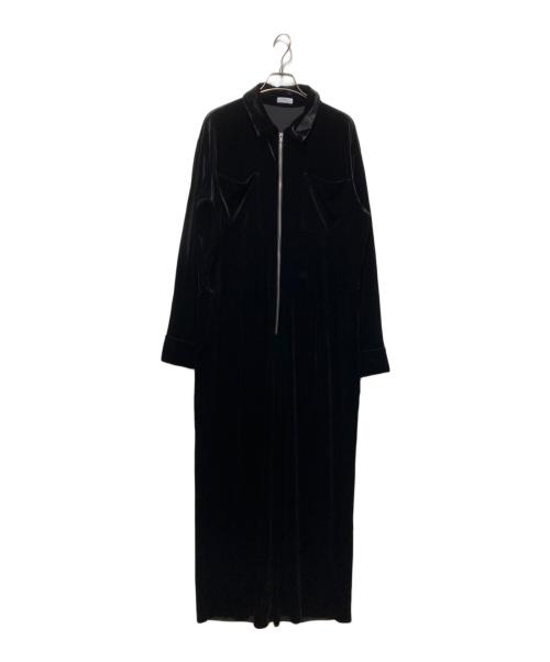 yae（ヤエ）yae (ヤエ) Fastener slit velours jumpsuit ブラック サイズ:38の古着・服飾アイテム