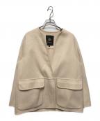 DRAWERドゥロワー）の古着「カシミヤブレンドノーカラージャケット」｜ベージュ