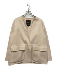 DRAWER（ドゥロワー）の古着「カシミヤブレンドノーカラージャケット」｜ベージュ