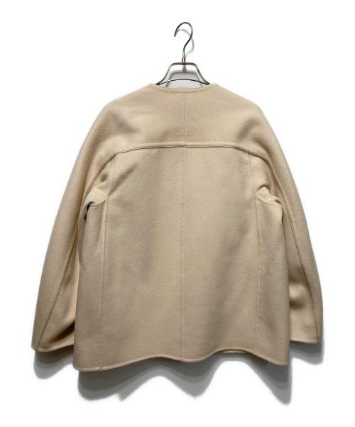 DRAWER（ドゥロワー）Drawer (ドゥロワー) カシミヤブレンドノーカラージャケット ベージュ サイズ:36の古着・服飾アイテム
