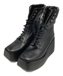 Kurt Geiger（カートジェイガー）の古着「レザープラットフォームブーツ」｜ブラック