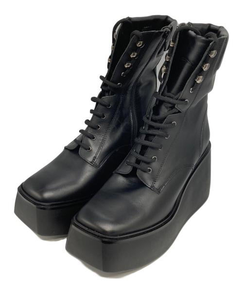 Kurt Geiger（カートジェイガー）Kurt Geiger (カートジェイガー) レザープラットフォームブーツ ブラック サイズ:40の古着・服飾アイテム