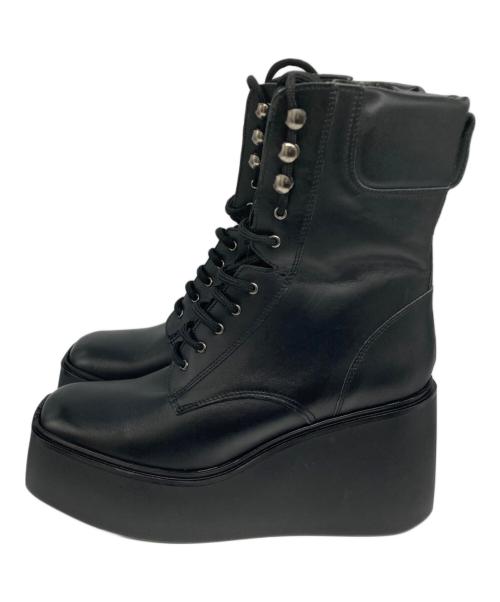 Kurt Geiger（カートジェイガー）Kurt Geiger (カートジェイガー) レザープラットフォームブーツ ブラック サイズ:40の古着・服飾アイテム