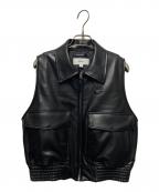 HYKEハイク）の古着「FAUX-LEATHER VEST/フェイクレザーベスト」｜ブラック