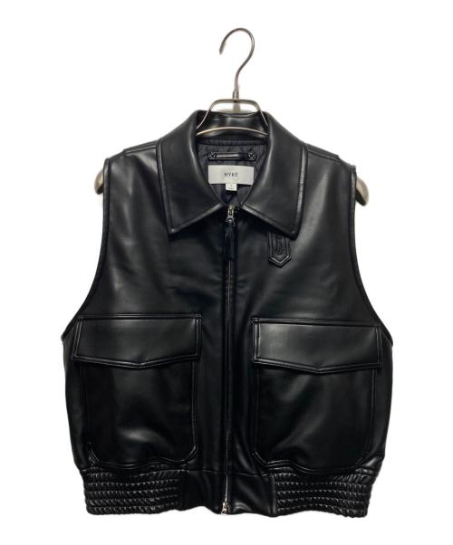 HYKE（ハイク）HYKE (ハイク) FAUX-LEATHER VEST/フェイクレザーベスト ブラック サイズ:Sの古着・服飾アイテム