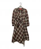 Vivienne Westwood RED LABELヴィヴィアンウエストウッドレッドレーベル）の古着「アシンメトリーチェックワンピース」｜レッド
