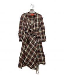 Vivienne Westwood RED LABEL（ヴィヴィアンウエストウッドレッドレーベル）の古着「アシンメトリーチェックワンピース」｜レッド