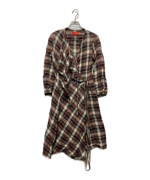 Vivienne Westwood RED LABEL（ヴィヴィアンウエストウッドレッドレーベル）Vivienne Westwood RED LABEL (ヴィヴィアンウエストウッドレッドレーベル) アシンメトリーチェックワンピース レッド サイズ:2の古着・服飾アイテム