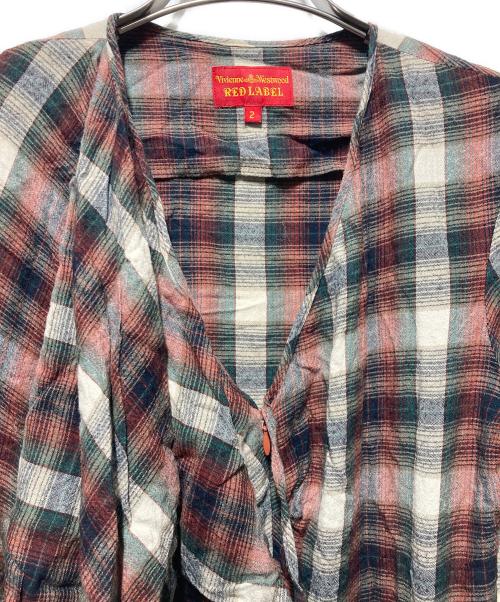 Vivienne Westwood RED LABEL（ヴィヴィアンウエストウッドレッドレーベル）Vivienne Westwood RED LABEL (ヴィヴィアンウエストウッドレッドレーベル) アシンメトリーチェックワンピース レッド サイズ:2の古着・服飾アイテム