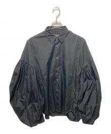COMME des GARCONS HOMME PLUS（コムデギャルソンオムプリュス）の古着「ギャザーボリュームスリーブコットンシャツ」｜ブラック