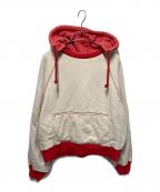 FUMIKA UCHIDAフミカウチダ）の古着「2-TONE PULLOVER HOODIE」｜ホワイト×レッド