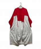 nagonstansナゴンスタンス）の古着「CUT COMBI DRESS」｜レッド×ホワイト