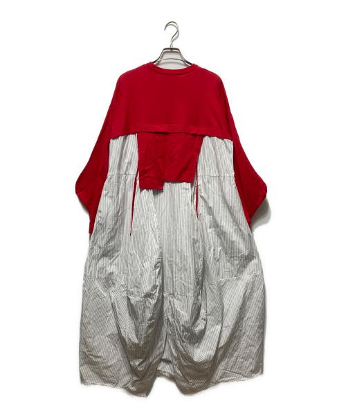 nagonstans（ナゴンスタンス）nagonstans (ナゴンスタンス) CUT COMBI DRESS レッド×ホワイト サイズ:Mの古着・服飾アイテム