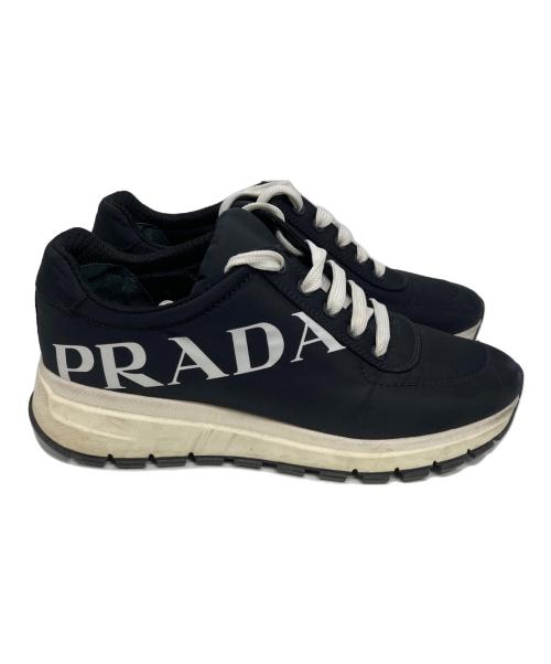 PRADA（プラダ）PRADA (プラダ) Re-Nylon ロゴスニーカー ブラック サイズ:38の古着・服飾アイテム