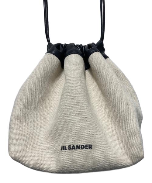 JIL SANDER（ジルサンダー）JIL SANDER (ジルサンダー) ドローストリング巾着バッグ ブラック×ベージュの古着・服飾アイテム