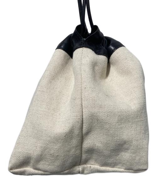 JIL SANDER（ジルサンダー）JIL SANDER (ジルサンダー) ドローストリング巾着バッグ ブラック×ベージュの古着・服飾アイテム