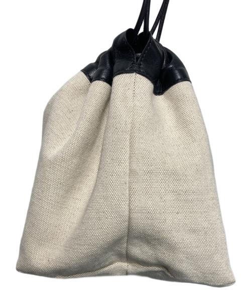 JIL SANDER（ジルサンダー）JIL SANDER (ジルサンダー) ドローストリング巾着バッグ ブラック×ベージュの古着・服飾アイテム