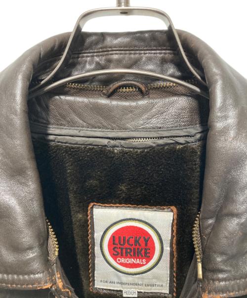 LUCKY STRIKE（ラッキーストライク）LUCKY STRIKE (ラッキーストライク) レザーブルゾン ブラウン サイズ:Mの古着・服飾アイテム