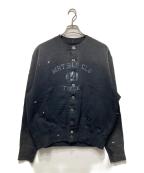 KHOKIコッキ）の古着「Vintage-effect sweat cardigan/ヴィンテージエフェクト スウェットカーディガン」｜ブラック
