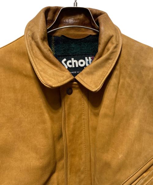 Schott（ショット）Schott (ショット) ヌバックレザー裏地ブランケットカーコート ブラウン サイズ:42の古着・服飾アイテム