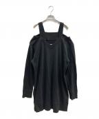 MM6 Maison Margielaエムエムシックスメゾンマルジェラ）の古着「オフショルダースウェットワンピース」｜ブラック