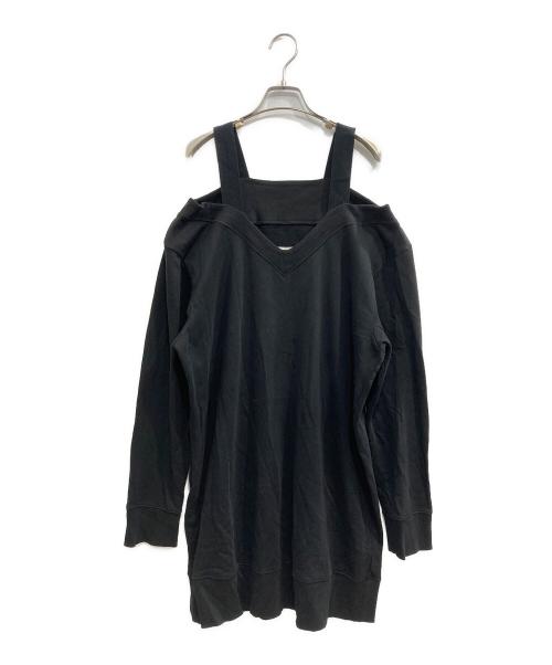 MM6 Maison Margiela（エムエムシックスメゾンマルジェラ）MM6 Maison Margiela (エムエムシックスメゾンマルジェラ) オフショルダースウェットワンピース ブラック サイズ:Sの古着・服飾アイテム