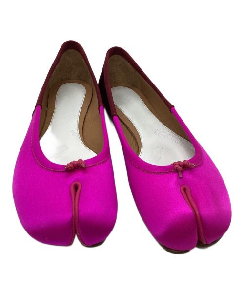 Maison Margiela（メゾンマルジェラ）Maison Margiela (メゾンマルジェラ) サテン足袋バレエシューズ ピンク×ボルドー サイズ:35の古着・服飾アイテム