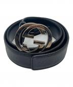 GUCCIグッチ）の古着「インターロッキングG グッチシマ レザー ベルト」｜ブラック