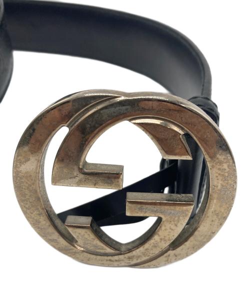 GUCCI（グッチ）GUCCI (グッチ) インターロッキングG グッチシマ レザー ベルト ブラックの古着・服飾アイテム