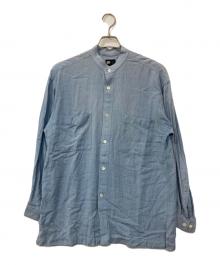ISSEY MIYAKE（イッセイミヤケ）の古着「レーヨン混バンドカラーシャツ」｜ブルー