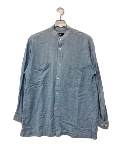 ISSEY MIYAKE（イッセイミヤケ）ISSEY MIYAKE (イッセイミヤケ) レーヨン混バンドカラーシャツ ブルー サイズ:Ｍの古着・服飾アイテム