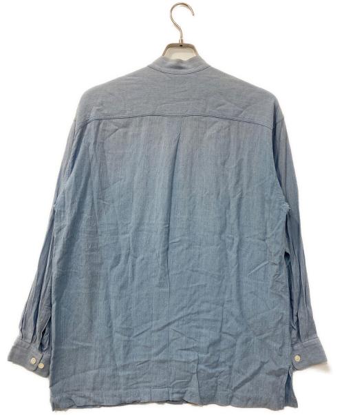 ISSEY MIYAKE（イッセイミヤケ）ISSEY MIYAKE (イッセイミヤケ) レーヨン混バンドカラーシャツ ブルー サイズ:Ｍの古着・服飾アイテム